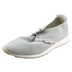 MTNG Lace Up Fashion Sneakers Silver Fabric Women Shoes 7 M